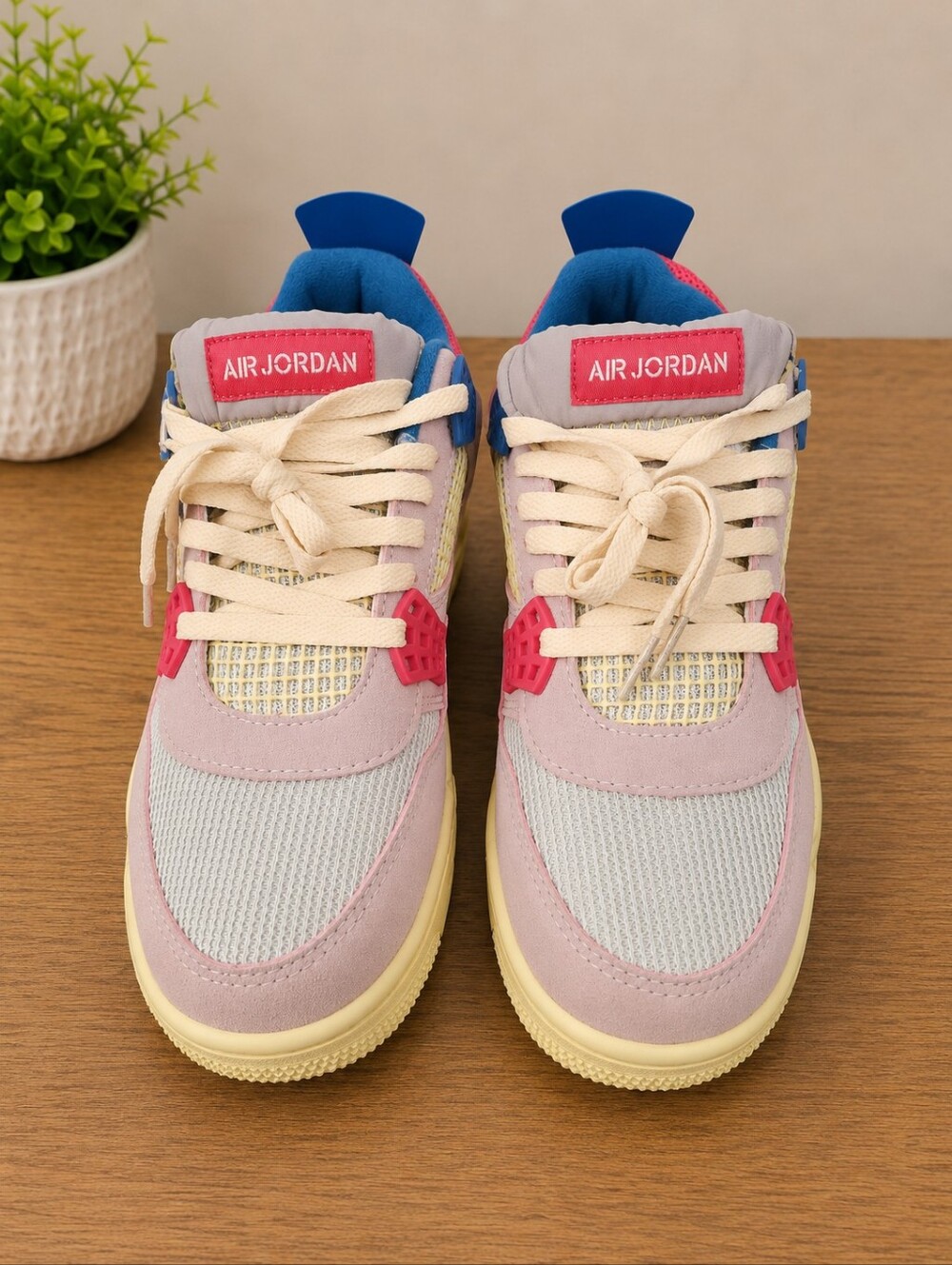 Jordan Pink, Blue & Cream Colorblock Sneakers